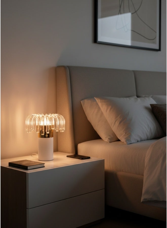 Crystal LED Touch Table Lamp – Portable and USB Rechargeable Table Lamp with Adjustable Brightness Levels (White, Neutral, Warm Light), Perfect for Bedroom, Living Room, Office, Patio, and Balcony, Stylish and Modern Design, 1200mA Battery, 7W Power, Long Lifespan up to 10,000 Hours, Size 16.5x16.5x19 cm - Image 3